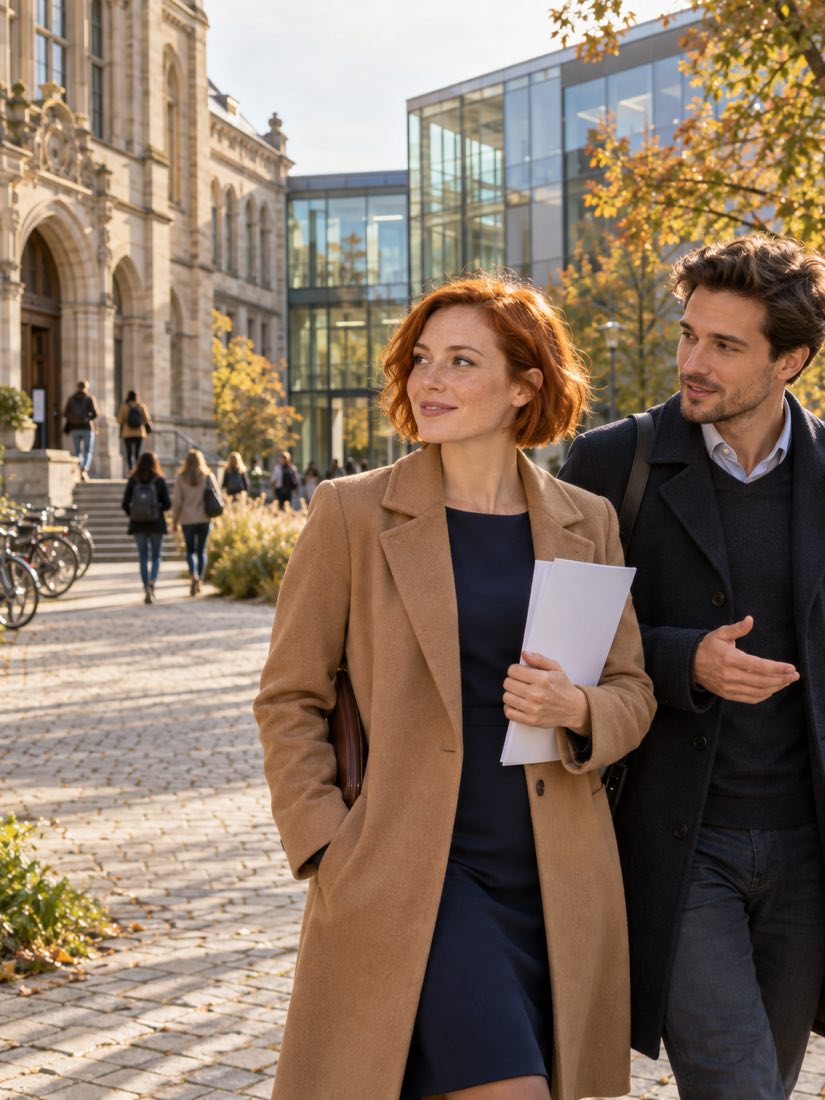 Zusammenarbeit von Beschäftigten auf einem Universitätscampus